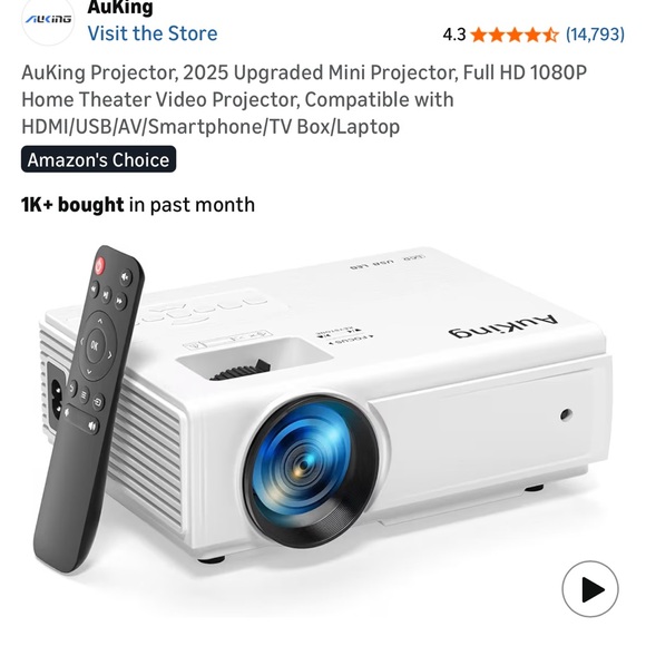 Auking White Projector with Remote - Picture 2 of 11